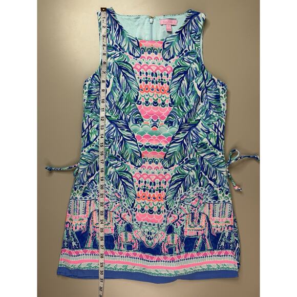 Lilly Pulitzer Donna Romper Dress Sz 2 Feel The Beat Engineered Pink Blue Preppy - Picture 7 of 16